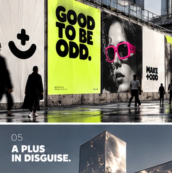 Lime campaign posters and pink sunglasses along a city street